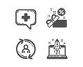 User info, Sale and Medical chat icons. Start business sign. Update profile, Gift box, Medicine help. Vector Royalty Free Stock Photo