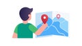 User Interacting with Digital Map Interface, vector design Generative AI Royalty Free Stock Photo