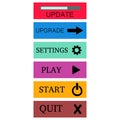 User Interface buttons upgrade, update, settings, play, start, exit