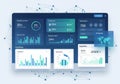 User interface dashboard featuring data analytics. Displays charts, Royalty Free Stock Photo