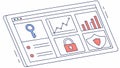 User Interface for Data Security with Lock, Key, and Charts, vector design Generative AI Royalty Free Stock Photo