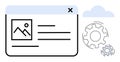 User Interface Design with Image Placeholder and Settings Gears in Cloud Technology Theme Royalty Free Stock Photo