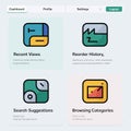 User Interface Design Showing Recent Views Reorder History Search Suggestions and Browsing Categories with Colorful Icons and Royalty Free Stock Photo