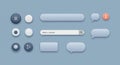 User interface elements on a blue background include various button styles, such as Royalty Free Stock Photo