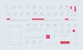 User interface elements for mobile app. Neumorphism icons set. Unique neumorphic ui ux design kit. Manage, navigation, search form