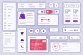 User interface elements set for Commerce mobile app or web. Kit template with HUD, shop menu, product order, price, purchase Royalty Free Stock Photo
