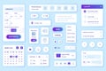 User interface elements set for Delivery mobile app or web. Kit template with HUD, parcel dimensions, calendar, online package Royalty Free Stock Photo