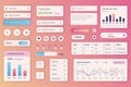 User interface elements set for Finance mobile app or web. Kit template with HUD, earning balance, economics chart, statistics Royalty Free Stock Photo