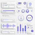 User interface elements. Sliders for websites, mobile menu, navigation and apps. White web buttons and ui sliders Royalty Free Stock Photo