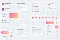User interface elements for social network mobile app. Unique neumorphic design UI, UX, GUI, KIT elements template. Neumorphism Royalty Free Stock Photo