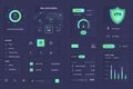 User interface elements for VPN service mobile app. Unique neumorphic design UI, UX, GUI, KIT elements template. Neumorphism style Royalty Free Stock Photo