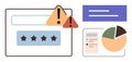 User Interface Elements with Warnings, Ratings, and Data Visualization Charts Royalty Free Stock Photo
