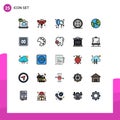 25 User Interface Filled line Flat Color Pack of modern Signs and Symbols of earth, shirt, balloon, sewing, accessories