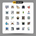 25 User Interface Filled line Flat Color Pack of modern Signs and Symbols of locker food squeeze apple building