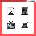 4 User Interface Filledline Flat Color Pack of modern Signs and Symbols of analytics, global network, architecture, property,