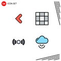 4 User Interface Filledline Flat Color Pack of modern Signs and Symbols of arrow, ui, left, basic, cloud