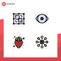 4 User Interface Filledline Flat Color Pack of modern Signs and Symbols of divide, healthy food, point, human, biochemistry