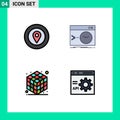 4 User Interface Filledline Flat Color Pack of modern Signs and Symbols of location, cube, star, root, layer