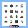 16 User Interface Flat Color Filled Line Pack of modern Signs and Symbols of hide, close, washing, mail, mobile