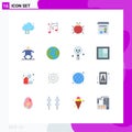 16 User Interface Flat Color Pack of modern Signs and Symbols of baby, discussion, cute, online, spring