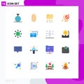 16 User Interface Flat Color Pack of modern Signs and Symbols of biology, forbidden, data, closed, human