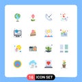 16 User Interface Flat Color Pack of modern Signs and Symbols of finance, medicine, communication, love, dose