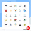 25 User Interface Flat Color Pack of modern Signs and Symbols of imac, monitor, analysis, computer, seo