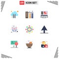 9 User Interface Flat Color Pack of modern Signs and Symbols of marketing, childhood, computer, child, baby