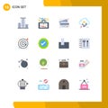 16 User Interface Flat Color Pack of modern Signs and Symbols of share, network, banking, connect, payment
