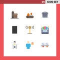 9 User Interface Flat Color Pack of modern Signs and Symbols of wifi, service, cooker, tv, control