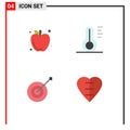 4 User Interface Flat Icon Pack of modern Signs and Symbols of apple, collection, food, thermometer, trophy