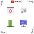 4 User Interface Flat Icon Pack of modern Signs and Symbols of application, electronics, target, report, light mete