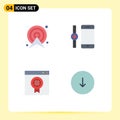 4 User Interface Flat Icon Pack of modern Signs and Symbols of arrow, browser, map, smart watch, online Royalty Free Stock Photo