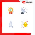 4 User Interface Flat Icon Pack of modern Signs and Symbols of award, rocket, success, orbit, speedup