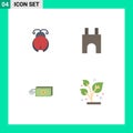 4 User Interface Flat Icon Pack of modern Signs and Symbols of bug, dollar, spring, castle tower, flow