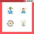 4 User Interface Flat Icon Pack of modern Signs and Symbols of earth, flow, avatar, woman, dollar