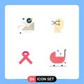 4 User Interface Flat Icon Pack of modern Signs and Symbols of email, ribbon, ok, head, cancer