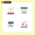 4 User Interface Flat Icon Pack of modern Signs and Symbols of knowledge worker, hands, scientists, interface, programming