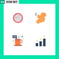 4 User Interface Flat Icon Pack of modern Signs and Symbols of nosmoking, tea, hotel, ireland, achievement