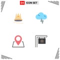 4 User Interface Flat Icon Pack of modern Signs and Symbols of premuim, pin, marketing, weather, house