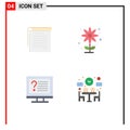 4 User Interface Flat Icon Pack of modern Signs and Symbols of student, contact, student notes, flower, info