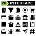 User interface icon set include bin, trash, basket, delete, remove, funnel, sort, filter, user interface, file, duplicate, paste,