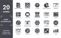 user.interface icon set. include creative elements as document with tables, gross pencil, selective, opposition, right button,