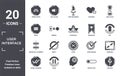 user.interface icon set. include creative elements as finger prints, sand clock, bookmark, close, pause, horizontal alignment