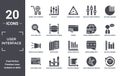 user.interface icon set. include creative elements as global cart interface, pie chart analysis interface, global window interface