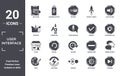 user.interface icon set. include creative elements as next page, high volume, correct, waiting, lightining, store filled icons can