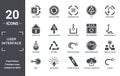 user.interface icon set. include creative elements as no tittling, curve arrow, reload webpage, curve right arrow, mouse arrow, Royalty Free Stock Photo