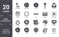 user.interface icon set. include creative elements as voice recorder, envelope, error page, new file, cancel, activated filled