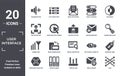 user.interface icon set. include creative elements as volume button, hue circle, unlock envelope, digital certificate, office