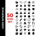 User interface icon set include folder,undo,redo,timer,list,tag,arrows,up,down,server,joystick,history,flag,aid,like,dislike,crown